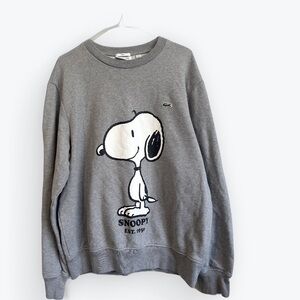 Lacoste Peanuts Snoopy Sweatshirt Sweater Unisex XLarge Gray Crewneck Pullover